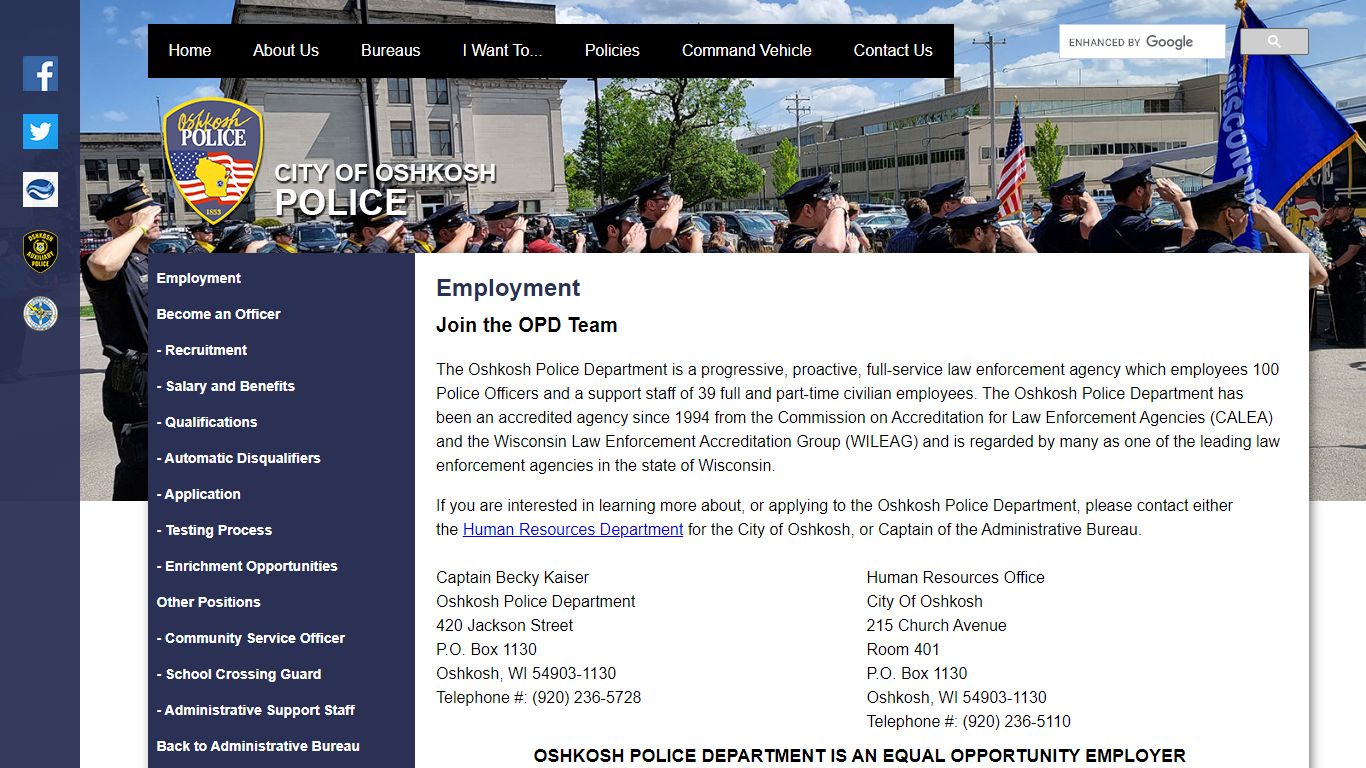 Oshkosh Police Department - Employment